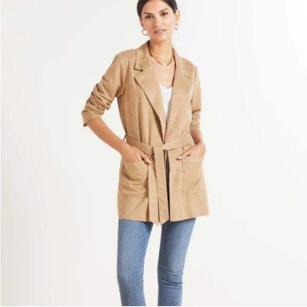Level 99 Evereve Faux Suede Belted Jacket Coat Blazer